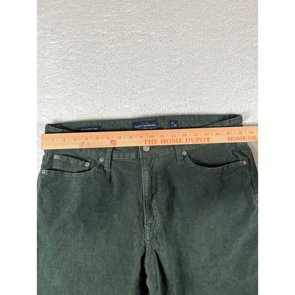 Lucky Brand 410 Athletic Slim Green Corduroy Pants Mens Sz 36 (37x28) Stretch - Picture 8 of 9